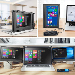 OFIYAA P2 Portable Monitor Laptop Screen Extender Dual 12'' Display 1080PFHD IPS USB-A/Type-C/HDMI 4 Speaker Monitor