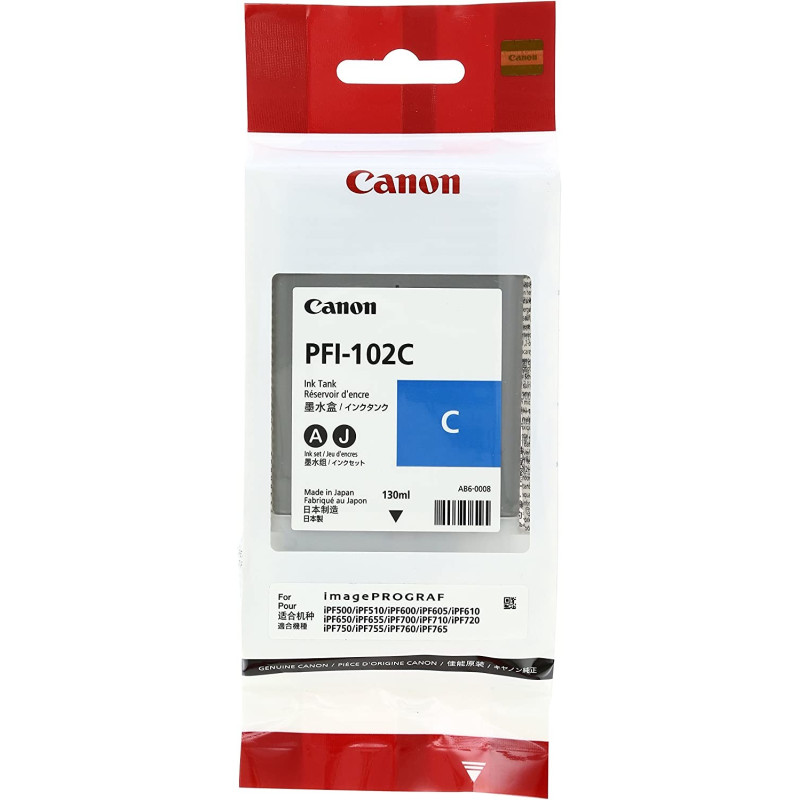 Canon Genuine Cyan PFI 102C 0896B001 Ink Tank