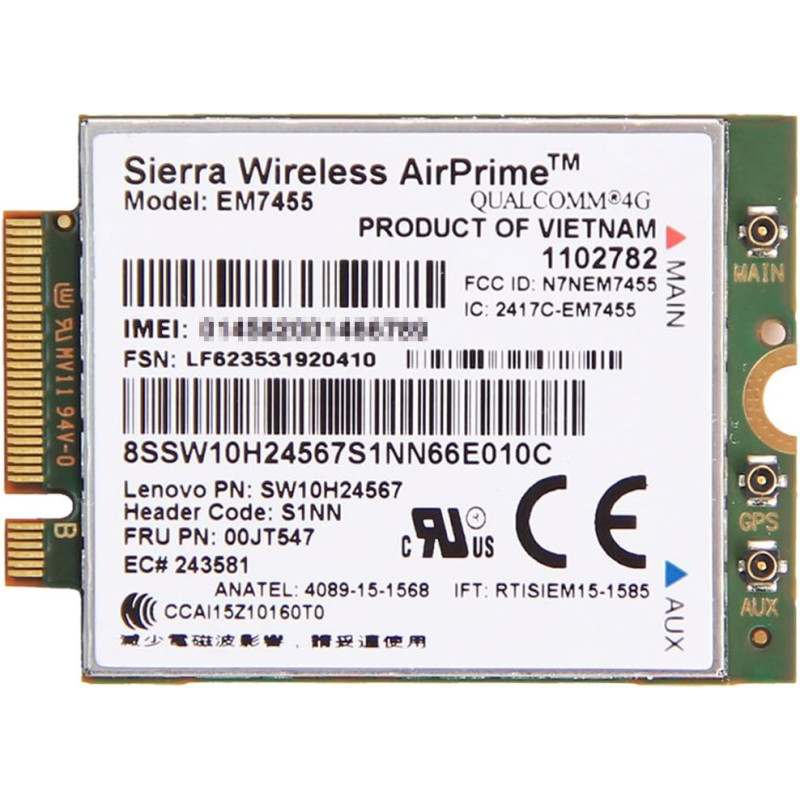 Genuine Lenovo Sierra Wireless EM7455 Mobile Broadband LTE 4G Wireless WAN WWAN Card