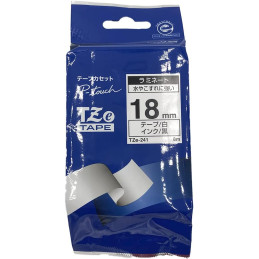 Brother TZe-241 Pea-Touch Laminating Tape, Width (18 mm) (Black Letter/White Tape)