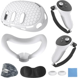 Newzerol [7 in 1] Quest 3 Accessory Set Silicone Headset Cover Grip/Cap Protective Cover Pancake Lens Cover Sweatproof Mask