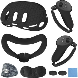 Newzerol [7 in 1] Compatible Accessory Set for Quest 3 Silicone Headset Cover Grip/Cap Protective Cover