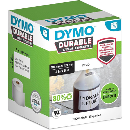 Dymo 104mm x 159mm Labels (For LabelWriter 4XL Label Printer, White Polyester