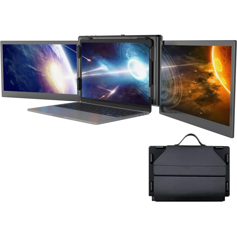Pro Triple Portable Monitor Laptop Screen Extender 13.3'' Multifunction External Screen Display FHD IPS Type-C Multi Monitor