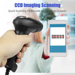 NetumScan USB 1D barcode scanner, wired handheld CCD barcode reader, support screen scanning UPC barcode reader