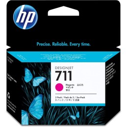 HP 711 29-ml DesignJet Magenta Printer Ink Cartridges Original CZ135A 3-pack