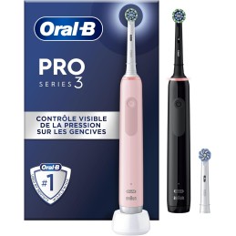 Oral-B Pro 3 3900N, Black and pink Electric Toothbrushes, 3 Brush Heads