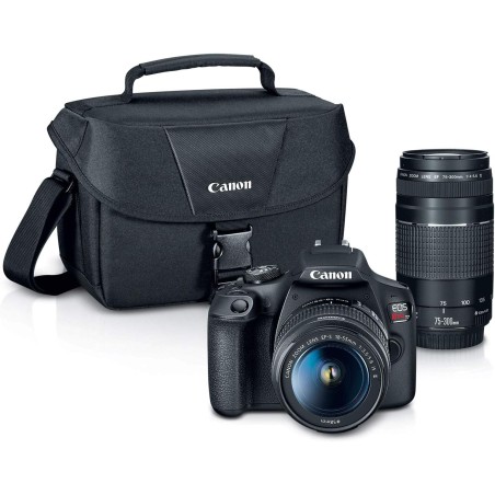 Canon EOS Rebel T7 DSLR Camera|2 Lens Kit with EF18-55mm + EF 75-300mm Lens, Black