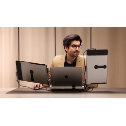 Triple Portable Monitor, For Laptops, 14" Screen, 1080P, Aluminum Stand, Triple Portable Monitor, 360° Rotation