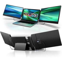 Triple Monitor 14 Inch 3 Display Dual Screen Extender, 1080P FHD Portable Dual Display Suitable for Laptop, HDMI/Type-C