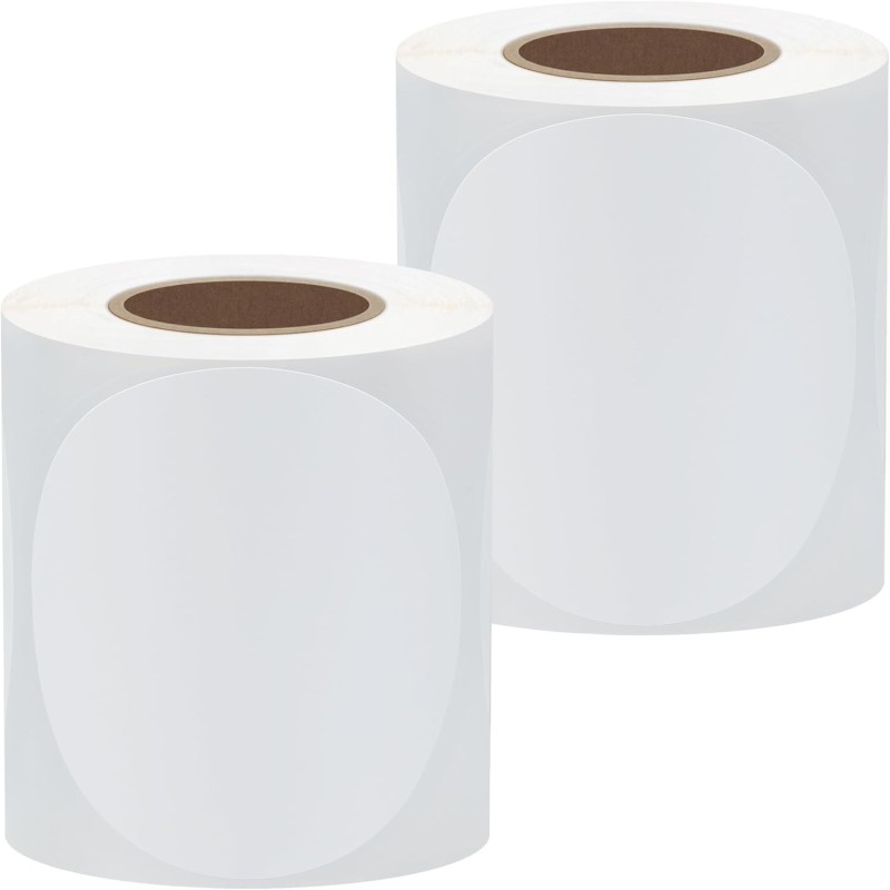 Thermal Label Stickers, 2.0 x 2.0 inches (50 x 50 mm), Round Shape, 300 Sheets in 2 Rolls, Compatible with Phomemo M110