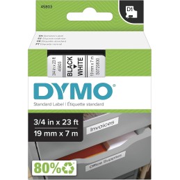 Dymo Black on White Label Printer Tape, 7 m Length, 19 mm Width