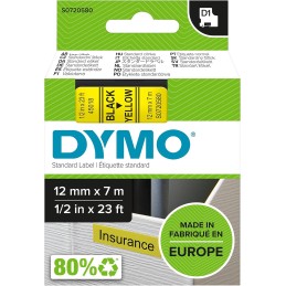 DYMO D1 Authentic Labels | Black Print on Yellow Background | 12mm × 7m