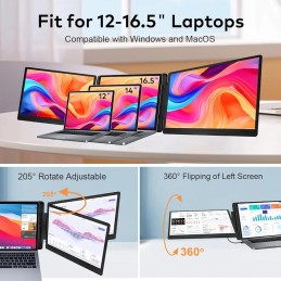 Laptop Screen Extender 14", Triple Screen Portable Monitor for Laptops